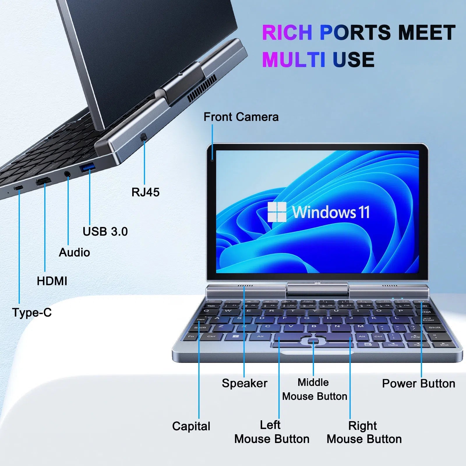 8" inch Intel DDR5 4800MHz Mini Laptop P8 Laptop